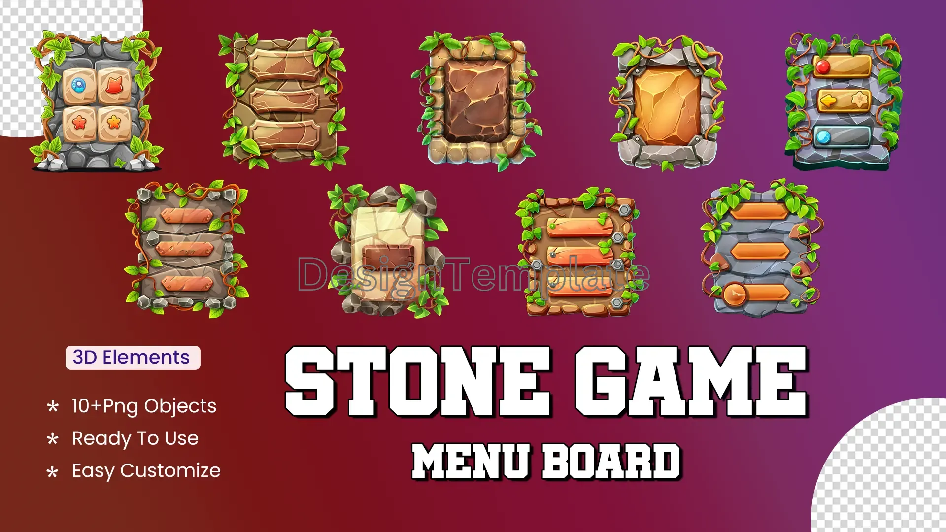 Mystic and Medieval 3D Carved Stone Menu Designs Pack image